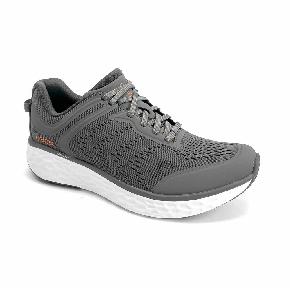 NEW AETREX men's chase arch support sneaker in grey